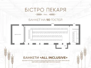 Банкетне розміщення 90 гостей